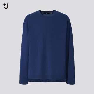 ユニクロ(UNIQLO)のUNIQLO +J シルクコットンクルーネックセーター 67BLUE Mサイズ(ニット/セーター)