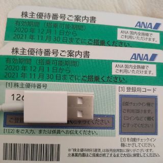 エーエヌエー(ゼンニッポンクウユ)(ANA(全日本空輸))のANA株主優待券2枚《 明日まで》(航空券)