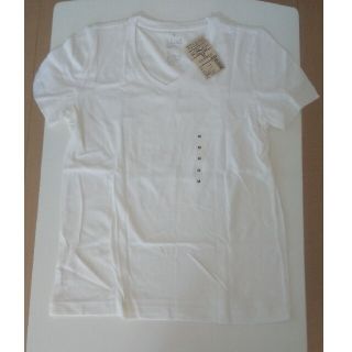 ムジルシリョウヒン(MUJI (無印良品))の MUJI オーガニックコットンＶネック半袖Ｔシャツ　婦人Ｍ・白(Tシャツ(半袖/袖なし))