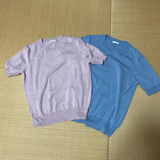 ジーユー(GU)のクルーネックセーター　UVカット　2枚セット(カットソー(半袖/袖なし))