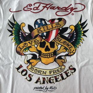 エドハーディー(Ed Hardy)のエドハーディー天竺ラブキルカラープリントTシャツ　ホワイトL新品(Tシャツ/カットソー(半袖/袖なし))