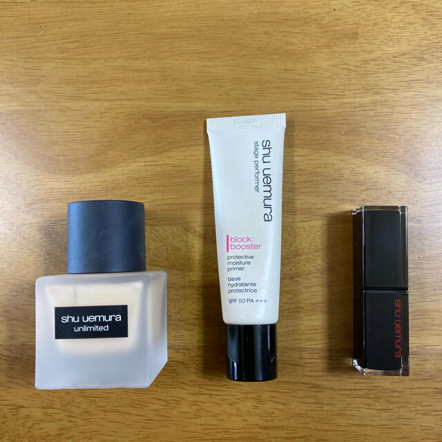 shu uemura(シュウウエムラ)のShu uemura 3点セット（ファンデ、ベース、口紅） コスメ/美容のキット/セット(コフレ/メイクアップセット)の商品写真