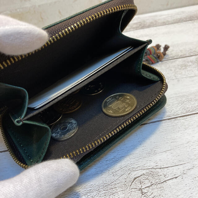 牛本革　本革　二つ折り　財布　ミニ財布　メンズ　レディース　新品　ブルー メンズのファッション小物(折り財布)の商品写真