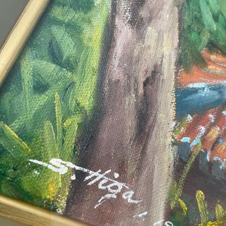 80/20クロス 【送料込み 沖縄絵画 琉球 比嘉盛光 瓦屋根 デイゴ 芭蕉木