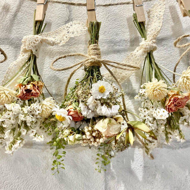 ドライフラワー スワッグ ガーランド❁289ナチュラル薔薇 白グリーン ドライフラワー スワッグ ガーランド❁289ナチュラル薔薇 白グリーン