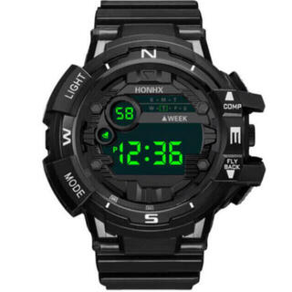 新品 HONHX デジタルウォッチ ミドルサイズ スポーツブラック メンズ腕時計(腕時計(デジタル))