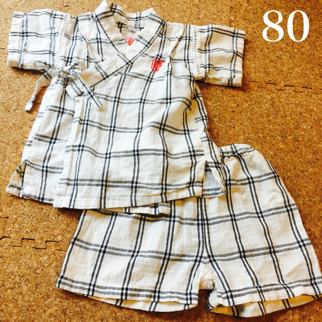 甚平 男の子 80 ホワイト キッズ/ベビー/マタニティのベビー服(~85cm)(甚平/浴衣)の商品写真