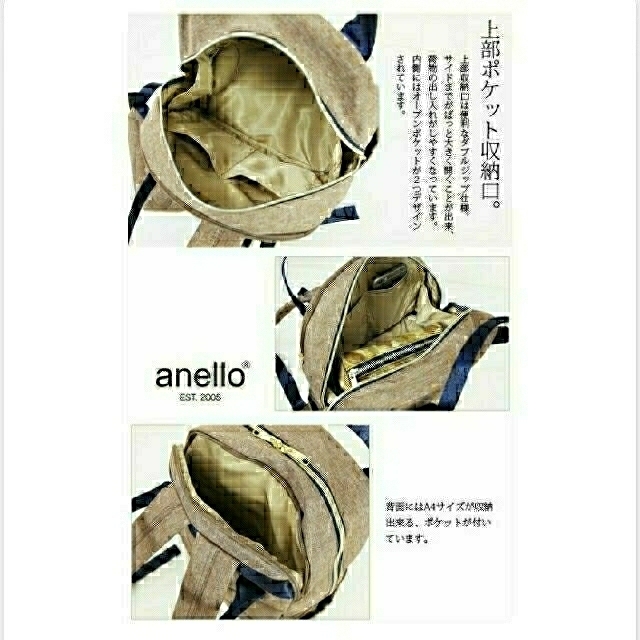 anello(アネロ)のanello｢CHUBBY｣高密度杢調カラーテープ2層構造リュック レディースのバッグ(リュック/バックパック)の商品写真