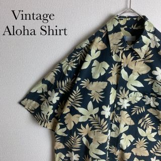 US ビンテージ 古着 総柄 柄シャツ コットン 半袖 アロハ シャツ L(シャツ)