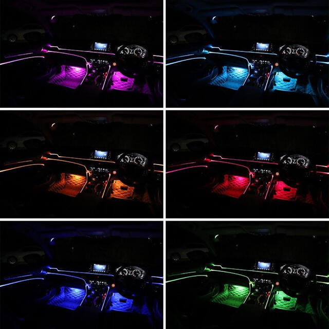 大人気 車 汎用 LED アンビエントライト10in1 リブ付きチューブ8m