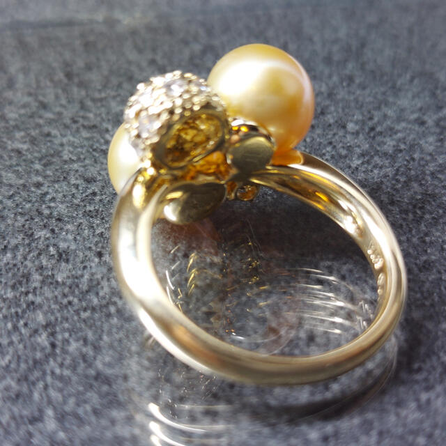 K18 ゴールデンパール　ダイヤ　リング　神楽坂宝石 レディースのアクセサリー(リング(指輪))の商品写真