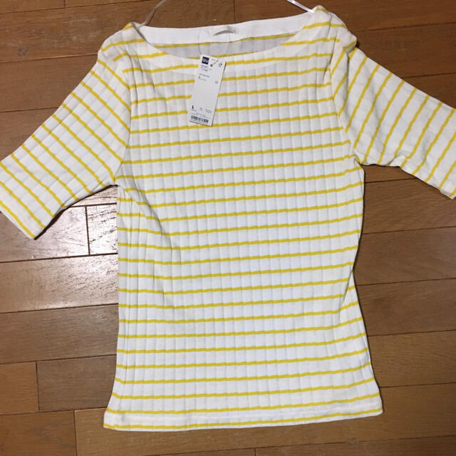 GU(ジーユー)のGU新品ボーダーリブT  Lサイズ レディースのトップス(Tシャツ(長袖/七分))の商品写真