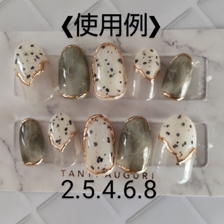 ネイルチップ ダルメシアン×天然石(ｴﾙﾑｸﾞﾘｰﾝ) コスメ/美容のネイル(つけ爪/ネイルチップ)の商品写真