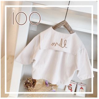 最終SALE❣️売れてます☆❤︎MILKの英字ロゴ入り セーラー襟ブラウス100(ブラウス)