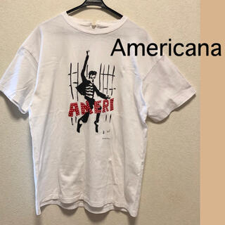 アメリカーナ(AMERICANA)のTシャツ　Americana アメリカーナ　白　ファスナー付き　ロック(Tシャツ(半袖/袖なし))