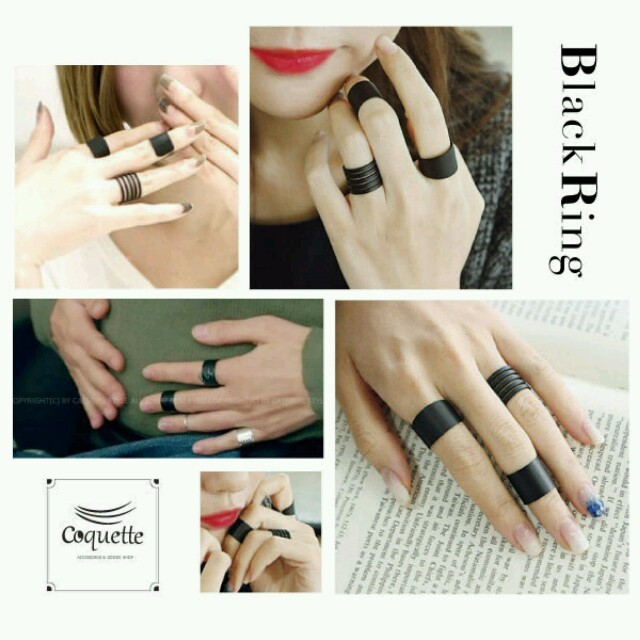 重ね付け☆ブラックリング メンズ レディース  指輪 ペア カップル セット
 レディースのアクセサリー(リング(指輪))の商品写真