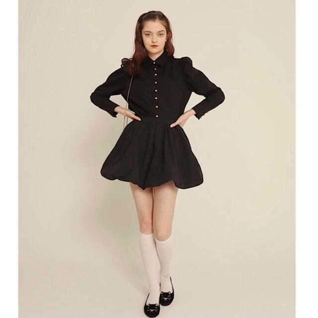 épine balloon volume mini skirt black 1