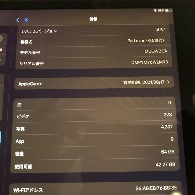 新品未開封　iPad mini5 第5世代64GB WiFiモデル　Gold