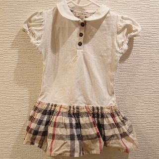 バーバリー(BURBERRY)の難あり【18M86cm】バーバリー 切り替えワンピース 白×チェック(ワンピース)