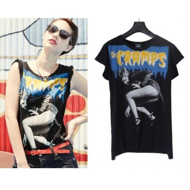 定価1万 ヒステリックグラマー THE CRAMPS プリント ロング Tシャツ レディースのトップス(Tシャツ(半袖/袖なし))の商品写真