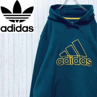 アディダス(adidas)のアディダス　パーカー　スウェット　グリーン　ビッグサイズ　ビッグロゴ　ＸＬ(パーカー)