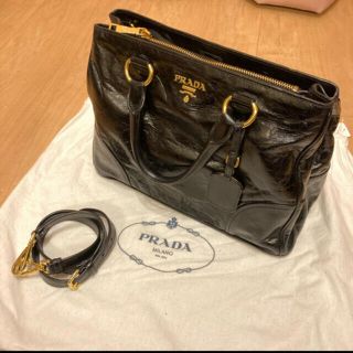 プラダ(PRADA)の【S⭐︎A様専用】プラダ　オールレザー　2wayショルダーバック　黒(ハンドバッグ)