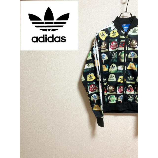 【指原莉乃着用】adidas originals トレフォイルロゴ　総柄　Lトップス