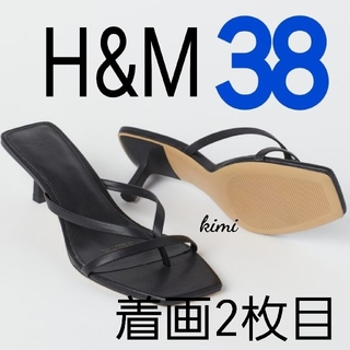 エイチアンドエム(H&M)のH&M　(38  黒)　ストラップサンダル　トングサンダル(サンダル)