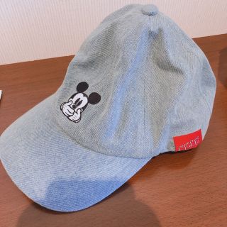 ディズニー(Disney)のキャップ 帽子　デニム　ジーンズ　ブルー　水色　56㎝　ミッキー　刺繍　かわいい(帽子)