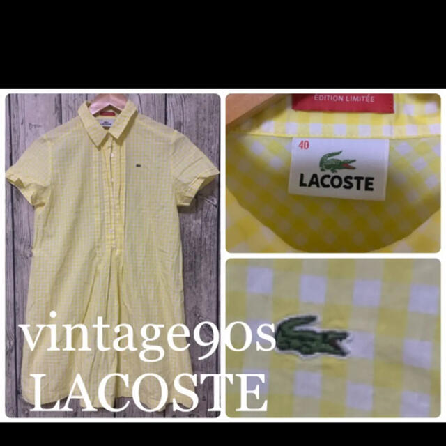 LACOSTE(ラコステ)のビンテージ　ラコステ　レディース40 ロングシャツ　シャツワンピ　チュニック レディースのワンピース(ひざ丈ワンピース)の商品写真