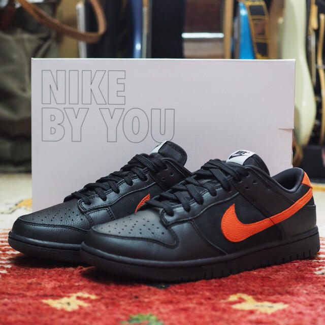 NIKE by you DUNK LOW BLACK/ORANGE 28.5