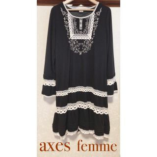 アクシーズファム(axes femme)の【axes femme】レース装飾ワンピース(ひざ丈ワンピース)