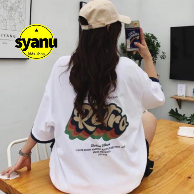 2021特集 Tシャツ キッズ 子供服 バックプリント レトロ 韓国 トップス 半袖 Tシャツ 半袖 バックプリント 子供服 トップス レトロ 韓国 オルチャン