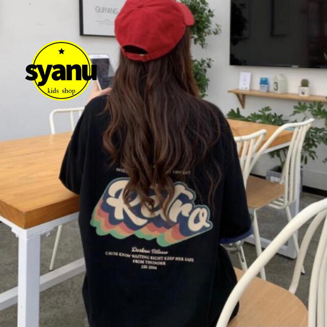 Tシャツ バックプリント レトロ 韓国 オルチャン 子供服 韓国ファッション 通販 トップス バックプリント Tシャツ レトロ 子供服 半袖 韓国 オルチャン