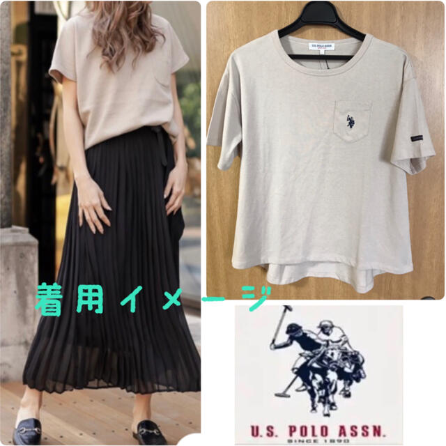 POLO RALPH LAUREN(ポロラルフローレン)のu.s.poloassnベージュL LサイズバックラウンドTシャツワンポイント レディースのトップス(Tシャツ(半袖/袖なし))の商品写真