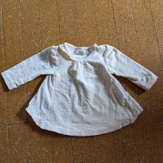 長袖カットソー　綿レース切り替え　Aライン(Ｔシャツ)