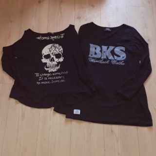 バックス(BACKS)のBACKS ＆ 腕空き💀スカル柄  2点セット(Tシャツ(長袖/七分))