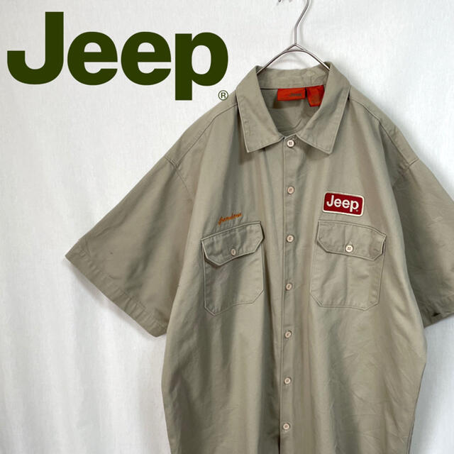 90's  Jeep ワークシャツ　企業ロゴ　半袖