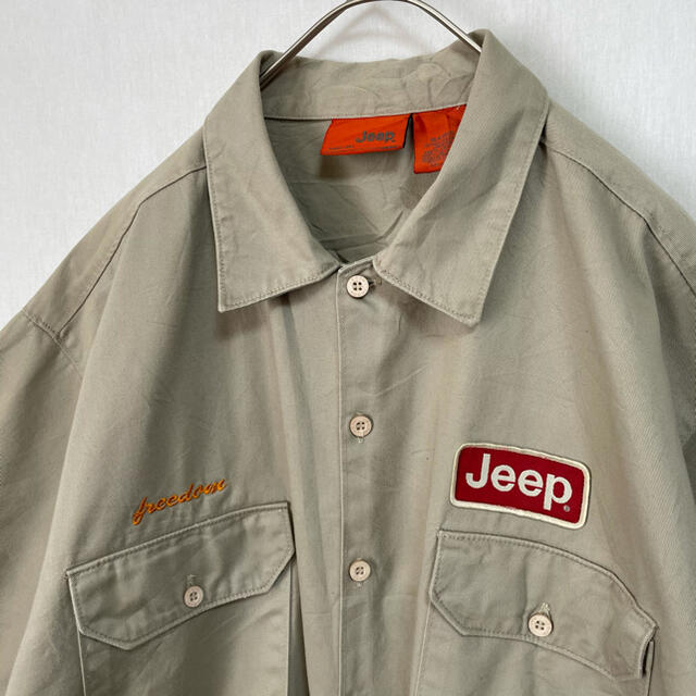 90's  Jeep ワークシャツ　企業ロゴ　半袖