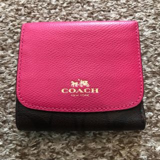 コーチ(COACH)のCOACH コーチ 三つ折り財布ウォレットピンク柄色(財布)