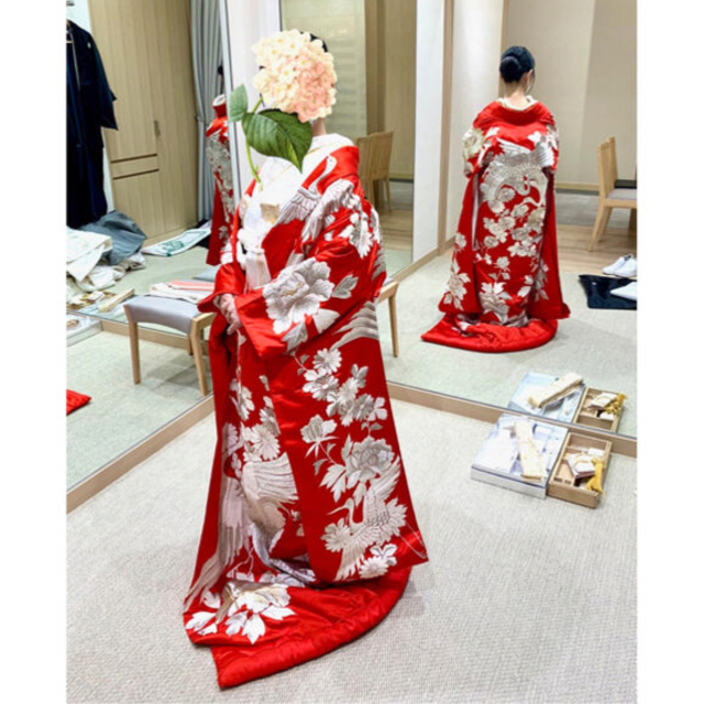 ☆婚礼衣装☆色打掛レトロ赤正絹 ☆婚礼衣装☆色打掛レトロ赤正絹