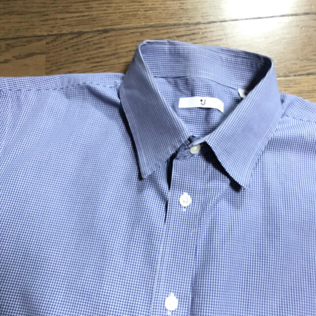 UNIQLO(ユニクロ)のユニクロUNIQLO　＋J 青×白　細かいギンガムチェック柄メンズシャツМ メンズのトップス(シャツ)の商品写真