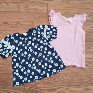シューラルー(SHOO・LA・RUE)のTシャツ　2枚セット　110　半袖　ノースリーブ　花柄　ピンク　カットソー(Tシャツ/カットソー)