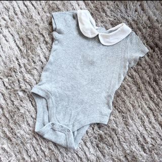 ベビーギャップ(babyGAP)の※値下げ!!美品　babygap ロンパース　襟　グレー　フォーマル　半袖　白(ロンパース)