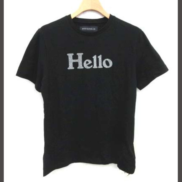 39cm身幅マディソンブルー HELLO 天竺 Tシャツ カットソー クルーネック 1 黒