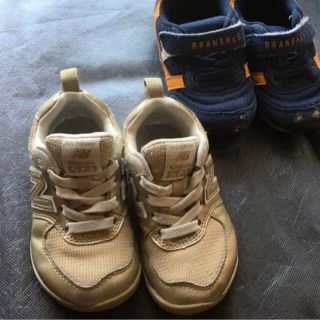 ニューバランス(New Balance)のニューバランス14センチ　ゴールド　汚れは写真確認　おまけBRANSHES(スニーカー)