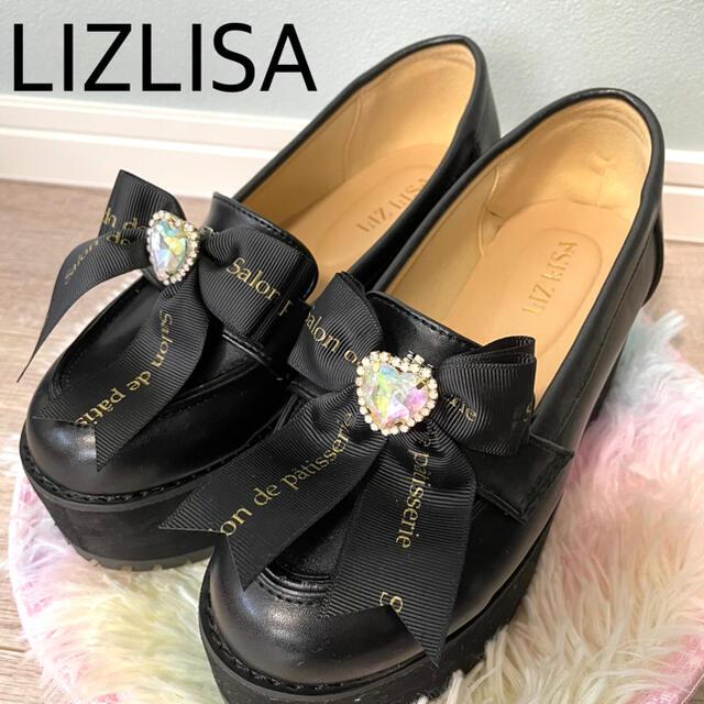 LIZ LISA(リズリサ)の【美品】リズリサ 厚底ローファー 2way ブラック 姫系 レディースの靴/シューズ(ローファー/革靴)の商品写真