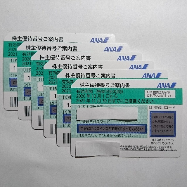 ANA(全日本空輸)(エーエヌエー(ゼンニッポンクウユ))のANA株主優待券 6枚 チケットの優待券/割引券(その他)の商品写真