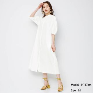 ユニクロ(UNIQLO)の【ジーユー】バンドカラーシャツワンピース(5分袖)(シャツ/ブラウス(半袖/袖なし))