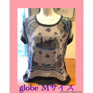 グローブ(grove)のグローブ❤️まる首プリント柄 Tシャツ　グレー(Tシャツ/カットソー(半袖/袖なし))